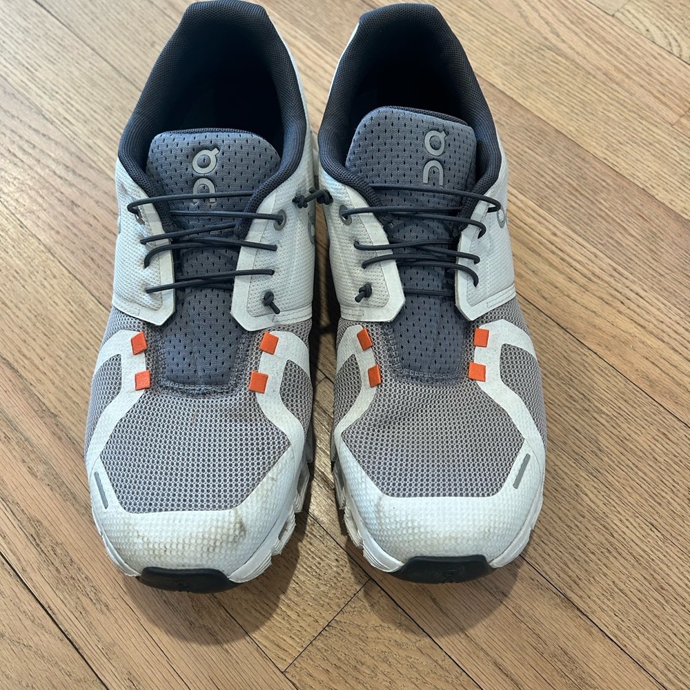 On Running Sneakers in Gray and Orange Accents